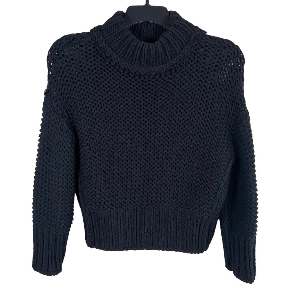 Free People Dolman Sweater Women's X-Small Black Chunky Mock‎ Neck Comfy Cozy